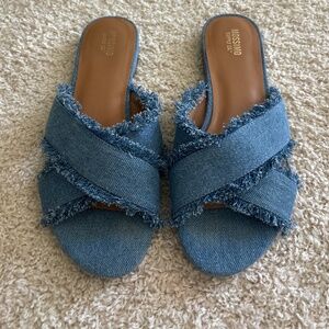 Denim Flat Sandals 8